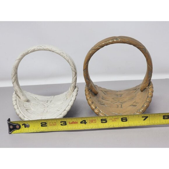 Set Of Two Vintag Handcrafted Ceramic Decorative Baskets With Handles - Picture 11 of 12